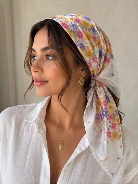 Authentic Vintage Christian Dior Floral Cotton Scarf